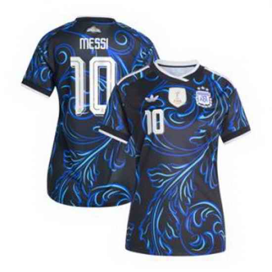 Women 10Lionel Messi Argentina National Team adidas 2026 Away Replica Jersey Black 3